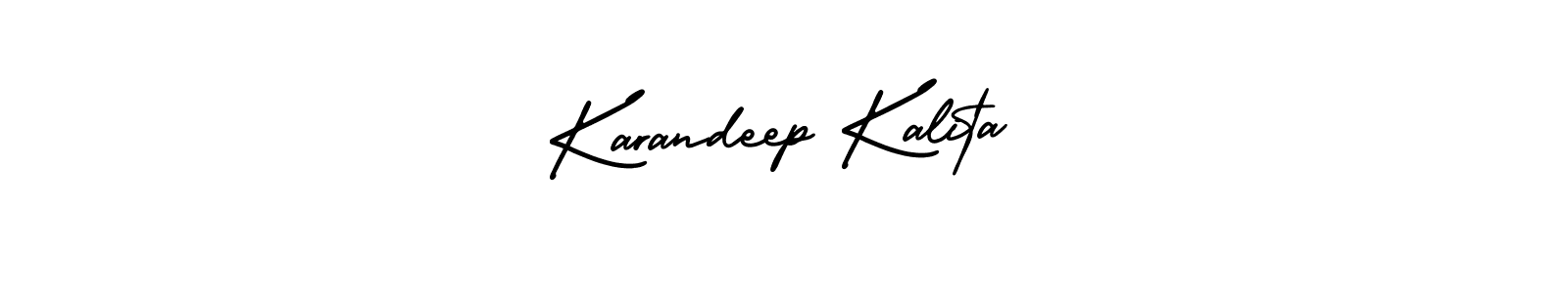 You should practise on your own different ways (AmerikaSignatureDemo-Regular) to write your name (Karandeep Kalita) in signature. don't let someone else do it for you. Karandeep Kalita signature style 3 images and pictures png