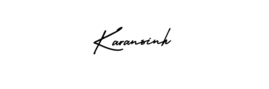 You should practise on your own different ways (AmerikaSignatureDemo-Regular) to write your name (Karansinh) in signature. don't let someone else do it for you. Karansinh signature style 3 images and pictures png