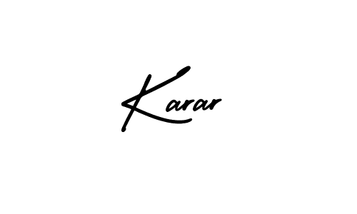 The best way (AmerikaSignatureDemo-Regular) to make a short signature is to pick only two or three words in your name. The name Karar include a total of six letters. For converting this name. Karar signature style 3 images and pictures png