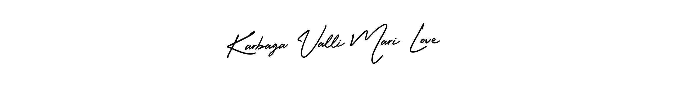 The best way (AmerikaSignatureDemo-Regular) to make a short signature is to pick only two or three words in your name. The name Karbaga Valli Mari Love include a total of six letters. For converting this name. Karbaga Valli Mari Love signature style 3 images and pictures png