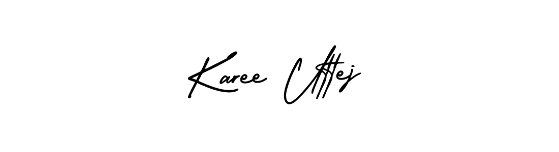 This is the best signature style for the Karee Uttej name. Also you like these signature font (AmerikaSignatureDemo-Regular). Mix name signature. Karee Uttej signature style 3 images and pictures png