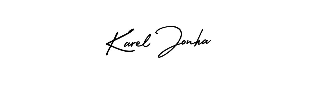 AmerikaSignatureDemo-Regular is a professional signature style that is perfect for those who want to add a touch of class to their signature. It is also a great choice for those who want to make their signature more unique. Get Karel Jonha name to fancy signature for free. Karel Jonha signature style 3 images and pictures png
