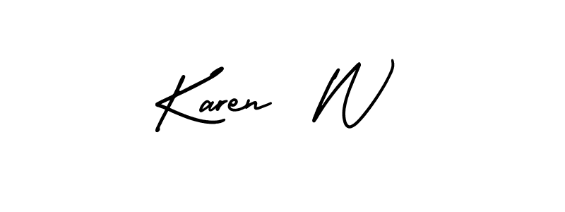 Use a signature maker to create a handwritten signature online. With this signature software, you can design (AmerikaSignatureDemo-Regular) your own signature for name Karen  W. Karen  W signature style 3 images and pictures png