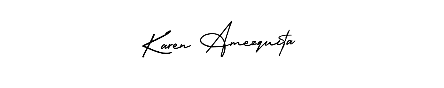 The best way (AmerikaSignatureDemo-Regular) to make a short signature is to pick only two or three words in your name. The name Karen Amezquita include a total of six letters. For converting this name. Karen Amezquita signature style 3 images and pictures png