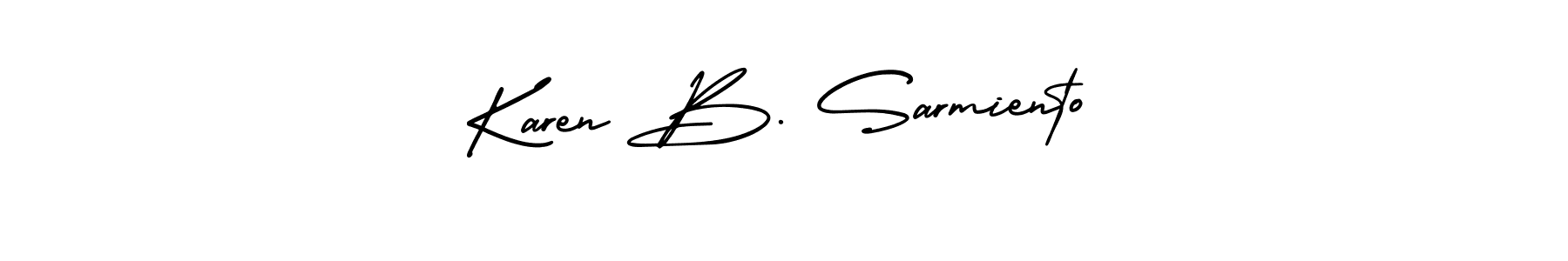 Karen B. Sarmiento stylish signature style. Best Handwritten Sign (AmerikaSignatureDemo-Regular) for my name. Handwritten Signature Collection Ideas for my name Karen B. Sarmiento. Karen B. Sarmiento signature style 3 images and pictures png