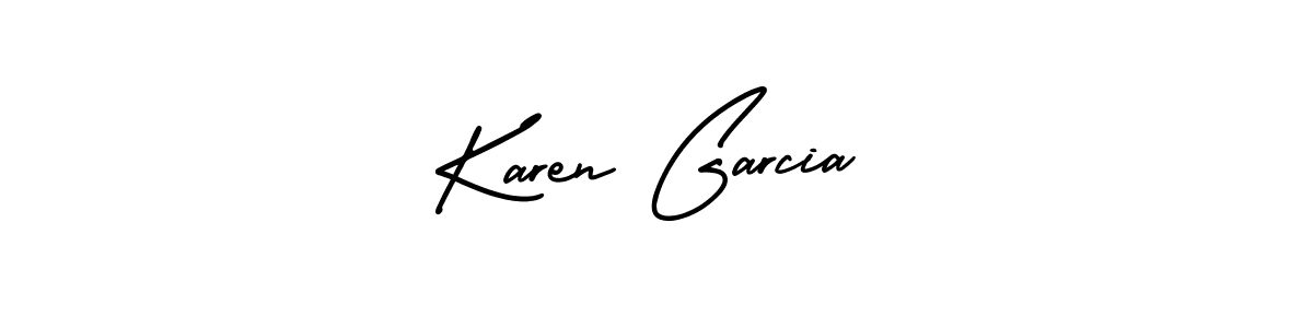 You should practise on your own different ways (AmerikaSignatureDemo-Regular) to write your name (Karen Garcia) in signature. don't let someone else do it for you. Karen Garcia signature style 3 images and pictures png