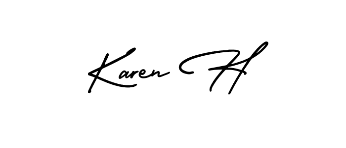 It looks lik you need a new signature style for name Karen H. Design unique handwritten (AmerikaSignatureDemo-Regular) signature with our free signature maker in just a few clicks. Karen H signature style 3 images and pictures png