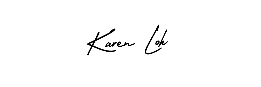 AmerikaSignatureDemo-Regular is a professional signature style that is perfect for those who want to add a touch of class to their signature. It is also a great choice for those who want to make their signature more unique. Get Karen Loh name to fancy signature for free. Karen Loh signature style 3 images and pictures png