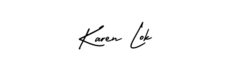 Check out images of Autograph of Karen Lok name. Actor Karen Lok Signature Style. AmerikaSignatureDemo-Regular is a professional sign style online. Karen Lok signature style 3 images and pictures png