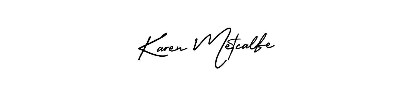 How to make Karen Metcalfe name signature. Use AmerikaSignatureDemo-Regular style for creating short signs online. This is the latest handwritten sign. Karen Metcalfe signature style 3 images and pictures png