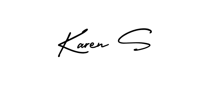 Use a signature maker to create a handwritten signature online. With this signature software, you can design (AmerikaSignatureDemo-Regular) your own signature for name Karen S. Karen S signature style 3 images and pictures png