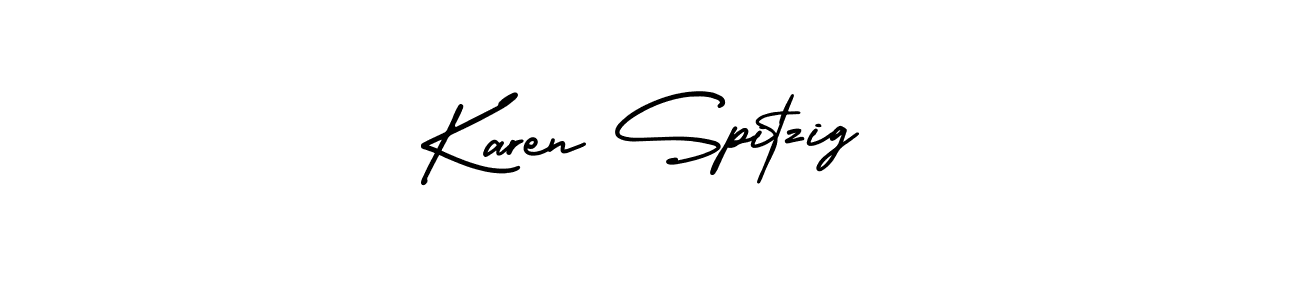 The best way (AmerikaSignatureDemo-Regular) to make a short signature is to pick only two or three words in your name. The name Karen Spitzig include a total of six letters. For converting this name. Karen Spitzig signature style 3 images and pictures png