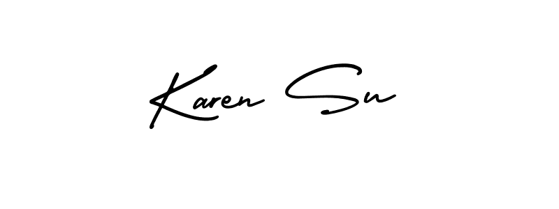 Create a beautiful signature design for name Karen Su. With this signature (AmerikaSignatureDemo-Regular) fonts, you can make a handwritten signature for free. Karen Su signature style 3 images and pictures png