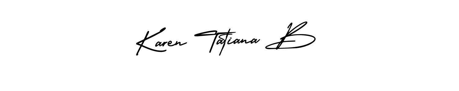 It looks lik you need a new signature style for name Karen Tatiana B. Design unique handwritten (AmerikaSignatureDemo-Regular) signature with our free signature maker in just a few clicks. Karen Tatiana B signature style 3 images and pictures png