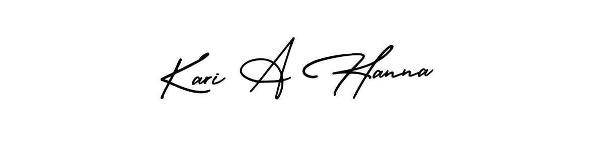 The best way (AmerikaSignatureDemo-Regular) to make a short signature is to pick only two or three words in your name. The name Kari A Hanna include a total of six letters. For converting this name. Kari A Hanna signature style 3 images and pictures png