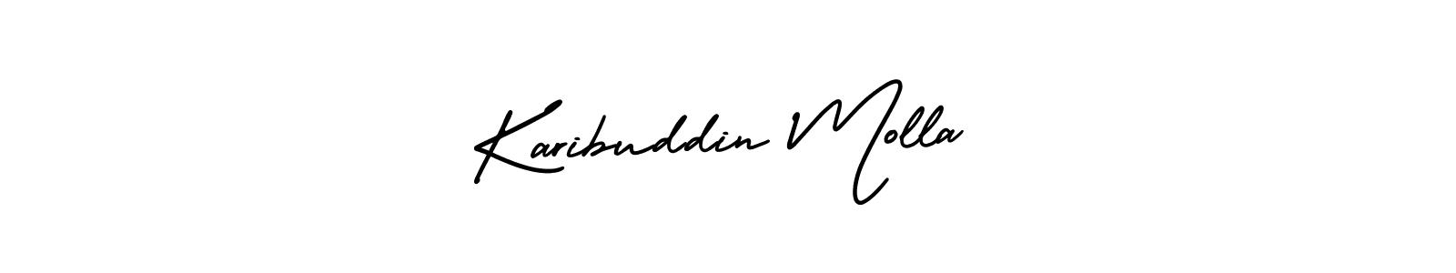 How to make Karibuddin Molla name signature. Use AmerikaSignatureDemo-Regular style for creating short signs online. This is the latest handwritten sign. Karibuddin Molla signature style 3 images and pictures png