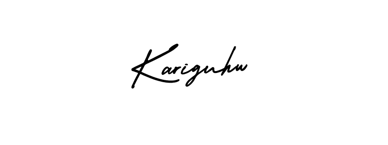 You should practise on your own different ways (AmerikaSignatureDemo-Regular) to write your name (Kariguhw) in signature. don't let someone else do it for you. Kariguhw signature style 3 images and pictures png