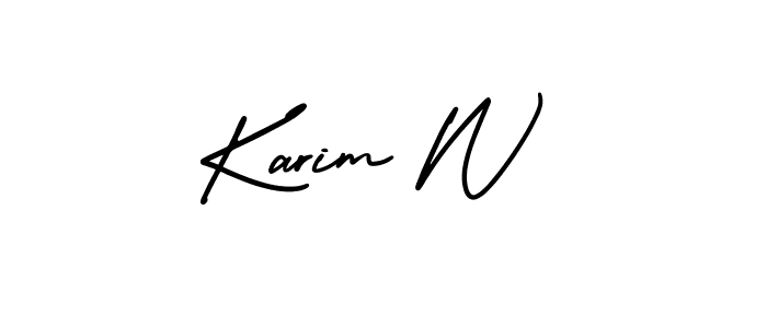 You should practise on your own different ways (AmerikaSignatureDemo-Regular) to write your name (Karim W) in signature. don't let someone else do it for you. Karim W signature style 3 images and pictures png