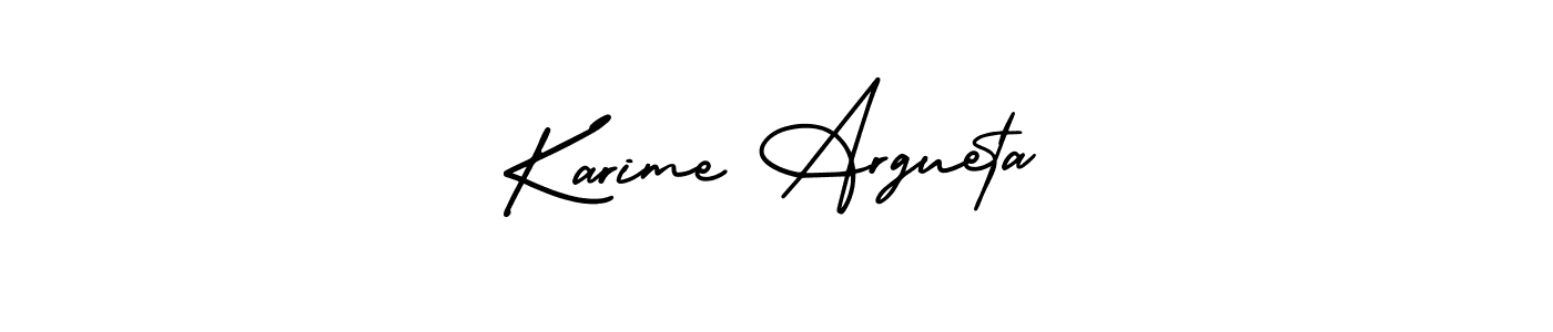 It looks lik you need a new signature style for name Karime Argueta. Design unique handwritten (AmerikaSignatureDemo-Regular) signature with our free signature maker in just a few clicks. Karime Argueta signature style 3 images and pictures png