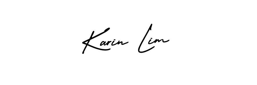 Karin Lim stylish signature style. Best Handwritten Sign (AmerikaSignatureDemo-Regular) for my name. Handwritten Signature Collection Ideas for my name Karin Lim. Karin Lim signature style 3 images and pictures png