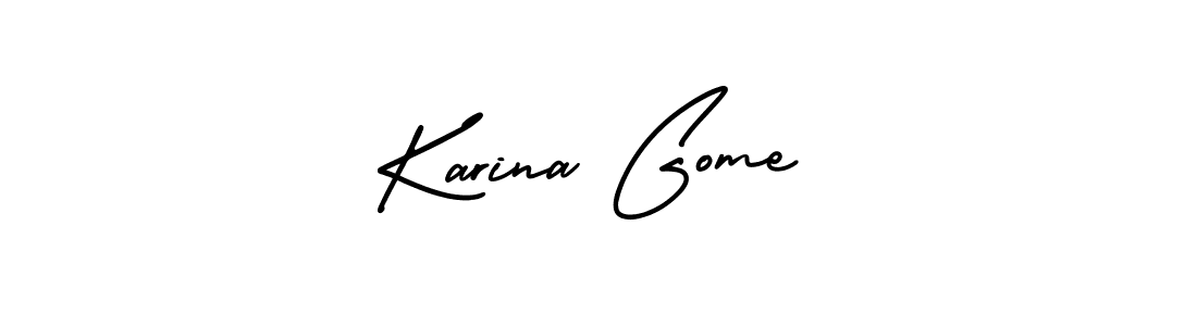 AmerikaSignatureDemo-Regular is a professional signature style that is perfect for those who want to add a touch of class to their signature. It is also a great choice for those who want to make their signature more unique. Get Karina Gome name to fancy signature for free. Karina Gome signature style 3 images and pictures png