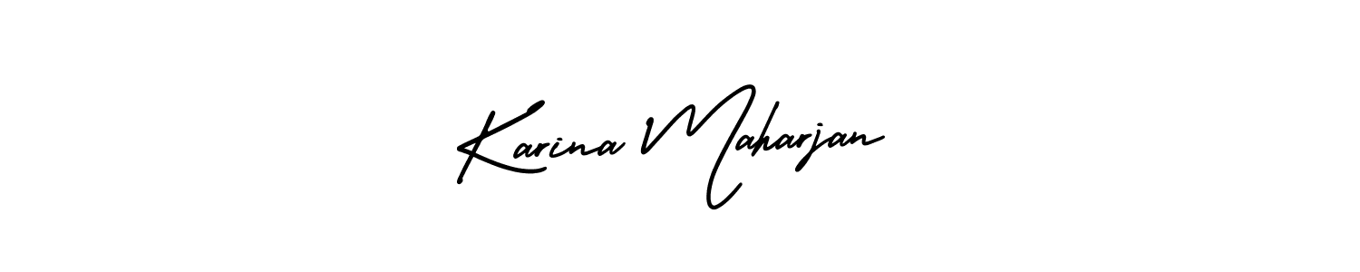 You should practise on your own different ways (AmerikaSignatureDemo-Regular) to write your name (Karina Maharjan) in signature. don't let someone else do it for you. Karina Maharjan signature style 3 images and pictures png