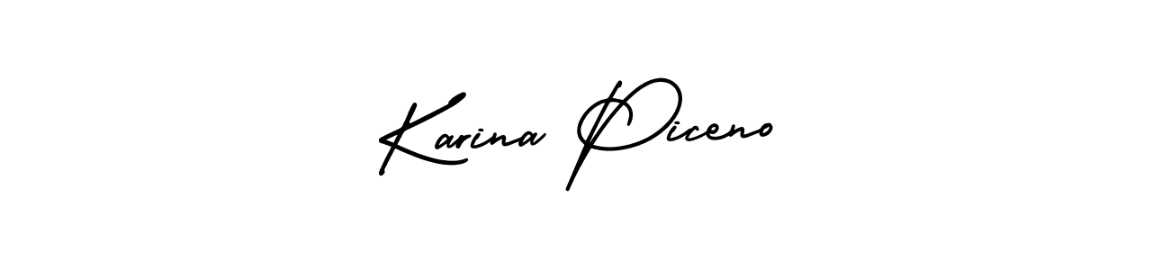 Karina Piceno stylish signature style. Best Handwritten Sign (AmerikaSignatureDemo-Regular) for my name. Handwritten Signature Collection Ideas for my name Karina Piceno. Karina Piceno signature style 3 images and pictures png