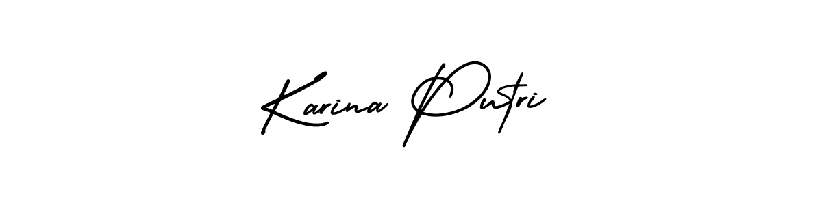 This is the best signature style for the Karina Putri name. Also you like these signature font (AmerikaSignatureDemo-Regular). Mix name signature. Karina Putri signature style 3 images and pictures png