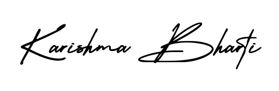 Transform the name Karishma Bharti into a signature masterpiece using AmerikaSignatureDemo-Regular font. Ideal for photographers, artists, and creators looking for watermarks. Karishma Bharti signature style 3 images and pictures png