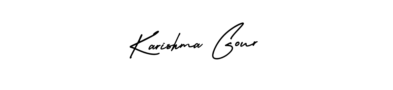 How to make Karishma Gour name signature. Use AmerikaSignatureDemo-Regular style for creating short signs online. This is the latest handwritten sign. Karishma Gour signature style 3 images and pictures png