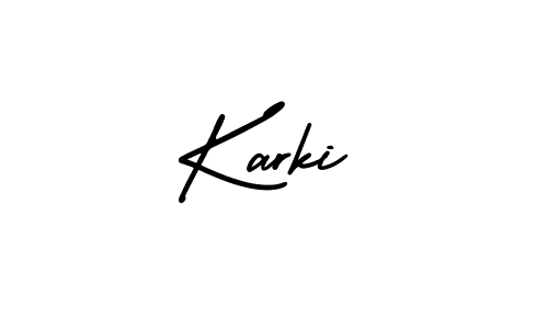 Design your own signature with our free online signature maker. With this signature software, you can create a handwritten (AmerikaSignatureDemo-Regular) signature for name Karki. Karki signature style 3 images and pictures png