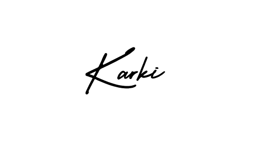 if you are searching for the best signature style for your name Karki. so please give up your signature search. here we have designed multiple signature styles  using AmerikaSignatureDemo-Regular. Karki signature style 3 images and pictures png