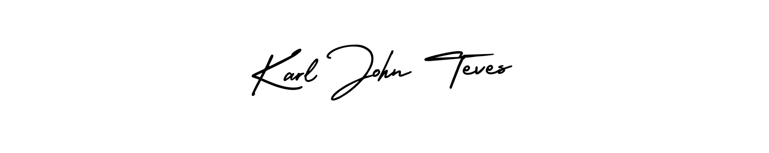 How to make Karl John Teves name signature. Use AmerikaSignatureDemo-Regular style for creating short signs online. This is the latest handwritten sign. Karl John Teves signature style 3 images and pictures png