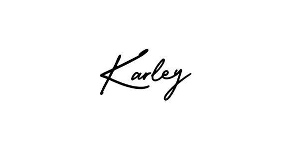 You should practise on your own different ways (AmerikaSignatureDemo-Regular) to write your name (Karley) in signature. don't let someone else do it for you. Karley signature style 3 images and pictures png