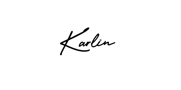 The best way (AmerikaSignatureDemo-Regular) to make a short signature is to pick only two or three words in your name. The name Karlin include a total of six letters. For converting this name. Karlin signature style 3 images and pictures png