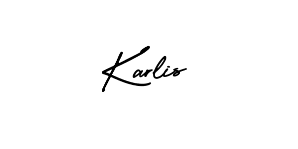 How to make Karlis name signature. Use AmerikaSignatureDemo-Regular style for creating short signs online. This is the latest handwritten sign. Karlis signature style 3 images and pictures png