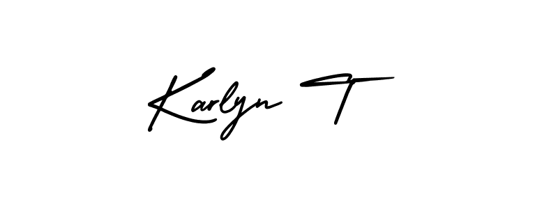 if you are searching for the best signature style for your name Karlyn T. so please give up your signature search. here we have designed multiple signature styles  using AmerikaSignatureDemo-Regular. Karlyn T signature style 3 images and pictures png