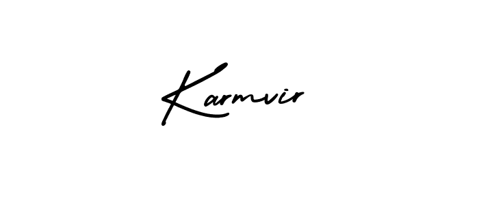 You should practise on your own different ways (AmerikaSignatureDemo-Regular) to write your name (Karmvir) in signature. don't let someone else do it for you. Karmvir signature style 3 images and pictures png