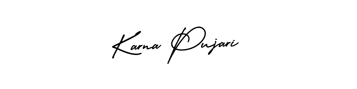 How to make Karna Pujari signature? AmerikaSignatureDemo-Regular is a professional autograph style. Create handwritten signature for Karna Pujari name. Karna Pujari signature style 3 images and pictures png