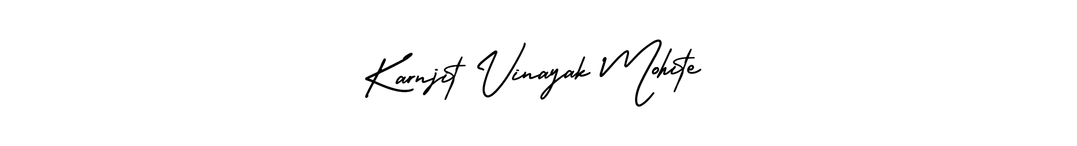 You should practise on your own different ways (AmerikaSignatureDemo-Regular) to write your name (Karnjit Vinayak Mohite) in signature. don't let someone else do it for you. Karnjit Vinayak Mohite signature style 3 images and pictures png