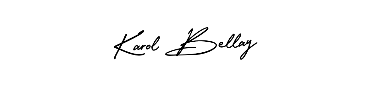 You should practise on your own different ways (AmerikaSignatureDemo-Regular) to write your name (Karol Bellay) in signature. don't let someone else do it for you. Karol Bellay signature style 3 images and pictures png