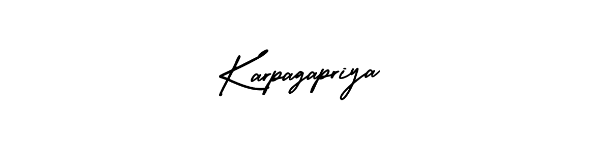 The best way (AmerikaSignatureDemo-Regular) to make a short signature is to pick only two or three words in your name. The name Karpagapriya include a total of six letters. For converting this name. Karpagapriya signature style 3 images and pictures png