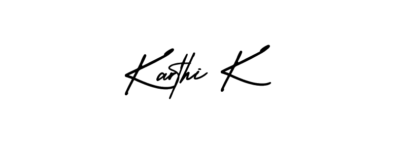 The best way (AmerikaSignatureDemo-Regular) to make a short signature is to pick only two or three words in your name. The name Karthi K include a total of six letters. For converting this name. Karthi K signature style 3 images and pictures png