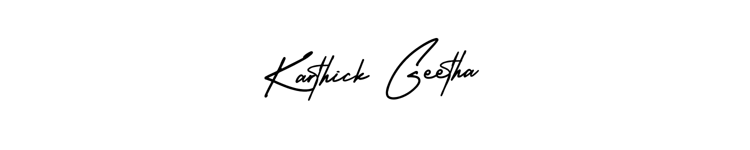 Make a short Karthick Geetha signature style. Manage your documents anywhere anytime using AmerikaSignatureDemo-Regular. Create and add eSignatures, submit forms, share and send files easily. Karthick Geetha signature style 3 images and pictures png