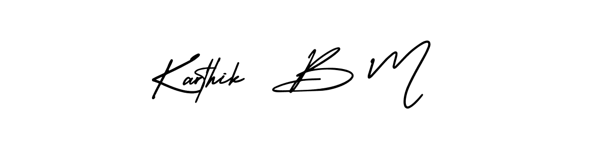 How to make Karthik  B M name signature. Use AmerikaSignatureDemo-Regular style for creating short signs online. This is the latest handwritten sign. Karthik  B M signature style 3 images and pictures png