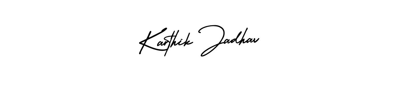 This is the best signature style for the Karthik Jadhav name. Also you like these signature font (AmerikaSignatureDemo-Regular). Mix name signature. Karthik Jadhav signature style 3 images and pictures png