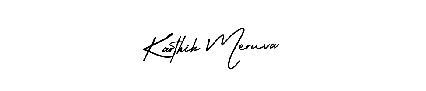 Make a short Karthik Meruva signature style. Manage your documents anywhere anytime using AmerikaSignatureDemo-Regular. Create and add eSignatures, submit forms, share and send files easily. Karthik Meruva signature style 3 images and pictures png