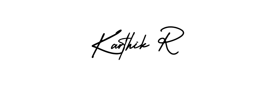 Make a beautiful signature design for name Karthik R. With this signature (AmerikaSignatureDemo-Regular) style, you can create a handwritten signature for free. Karthik R signature style 3 images and pictures png