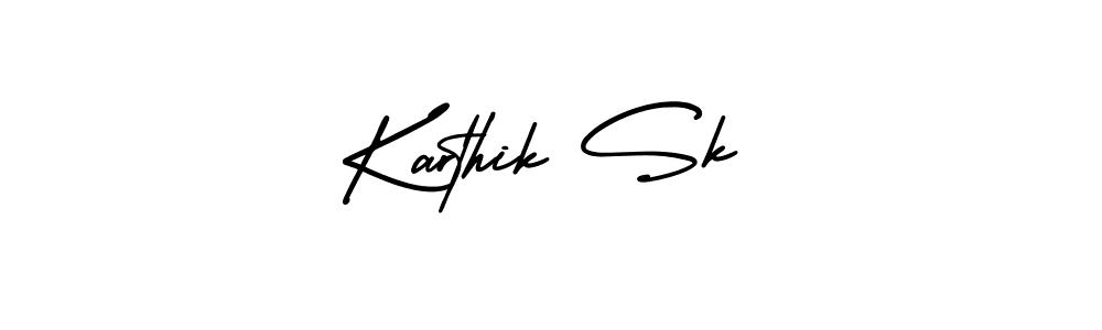 How to make Karthik Sk name signature. Use AmerikaSignatureDemo-Regular style for creating short signs online. This is the latest handwritten sign. Karthik Sk signature style 3 images and pictures png