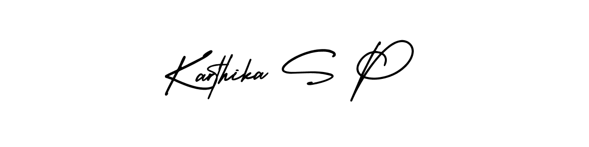 This is the best signature style for the Karthika S P name. Also you like these signature font (AmerikaSignatureDemo-Regular). Mix name signature. Karthika S P signature style 3 images and pictures png